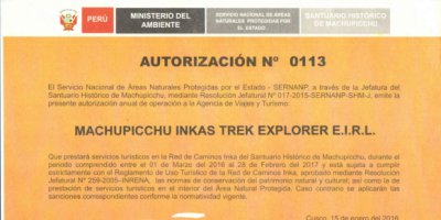 maintreex - licencia para operar camino inca